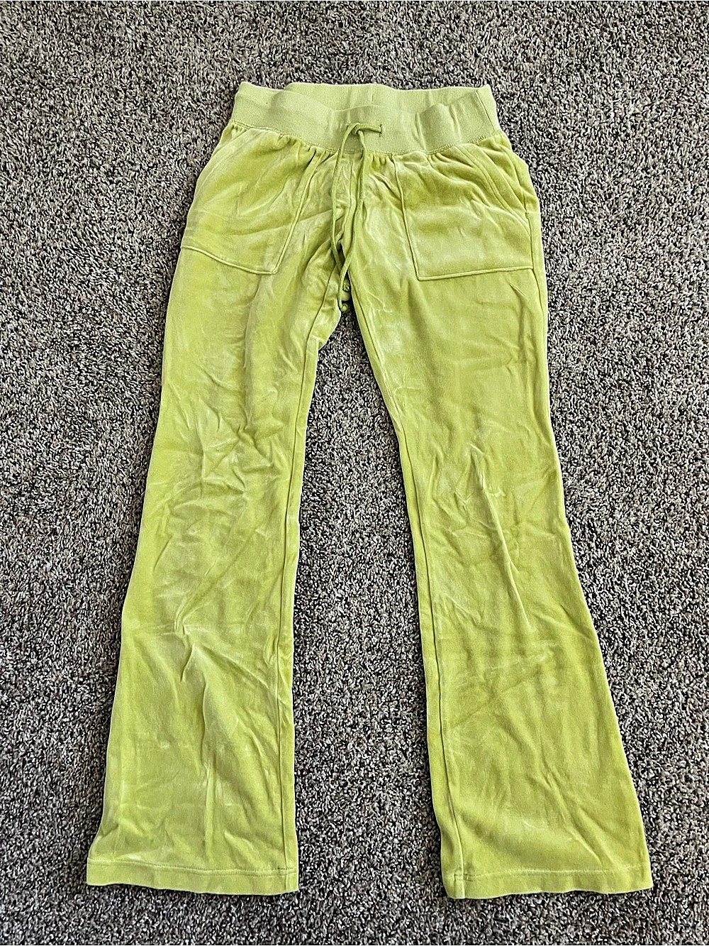 Green Velour Flare Pants
